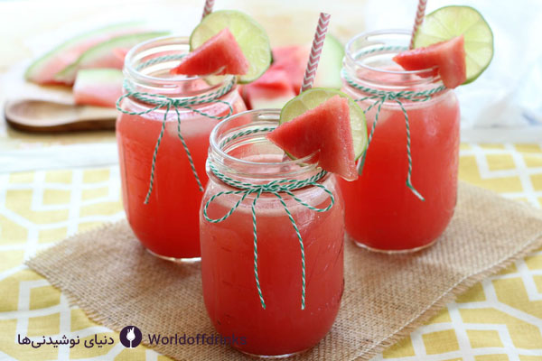 نوشیدنی تابستانی برای مهمانی - لیموناد هندوانه - دنیای نوشیدنی ها