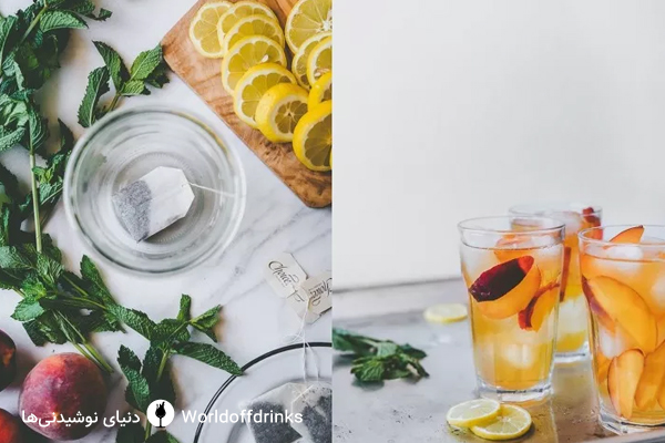 دنیای نوشیدنی ها - نوشیدنی چای سرد میوه ای با لیمو و نعناع - آیس تی