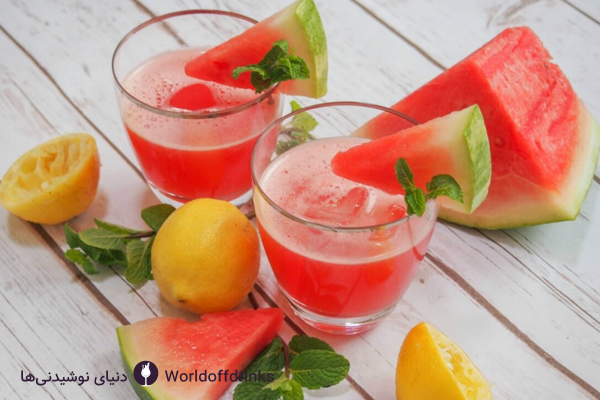 نوشیدنی ها برای پذیرایی - نوشیدنی لیموناد هندوانه - دنیای نوشیدنی ها